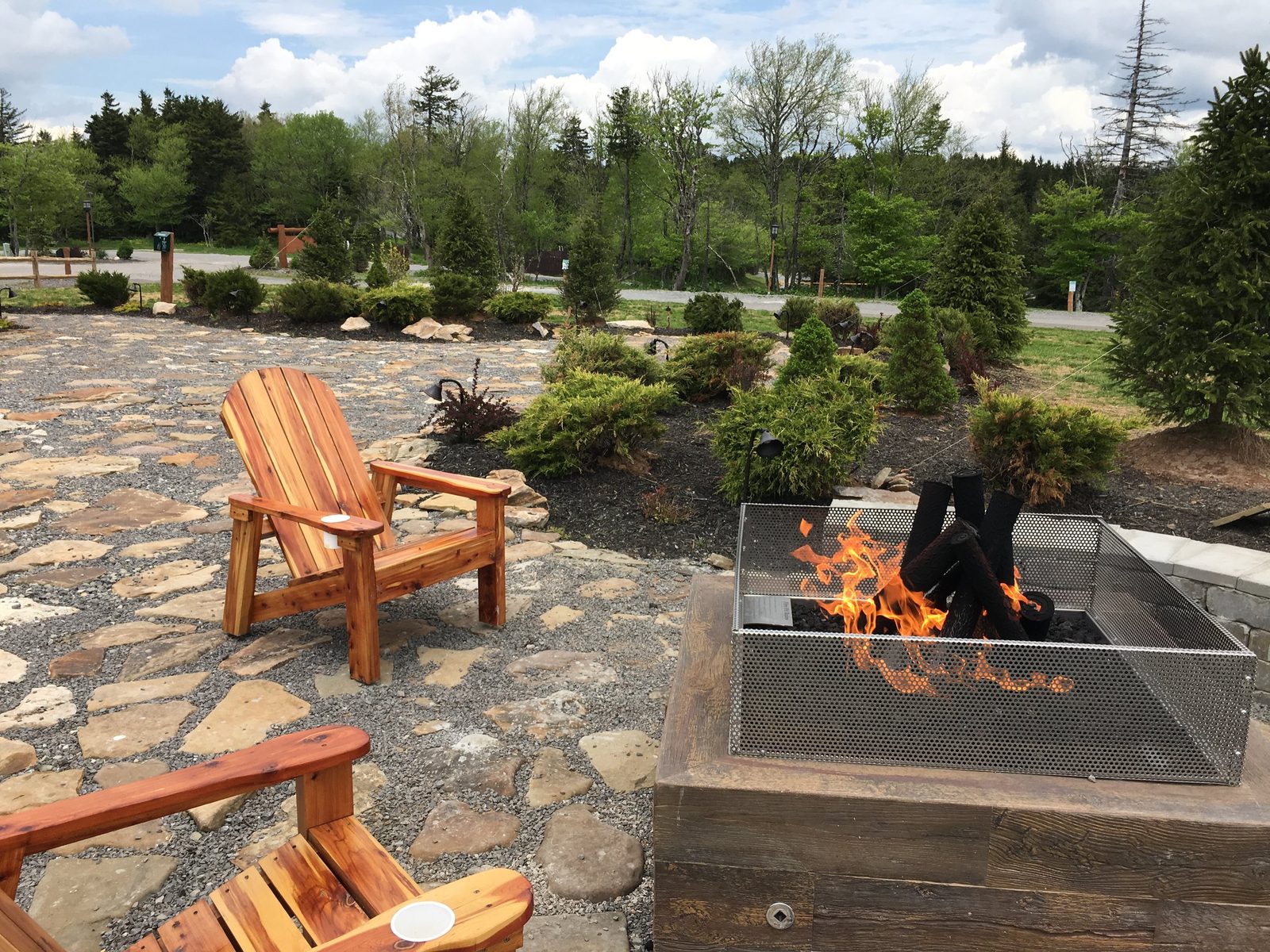 Common area firepit and playing field